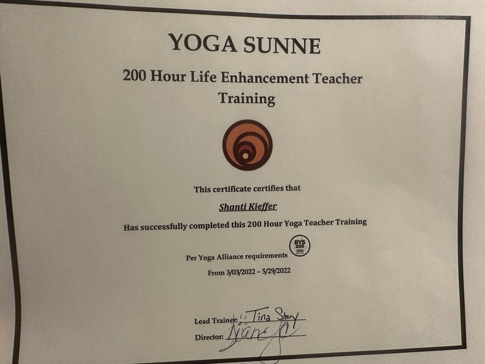 200-Hour Yoga Teacher certificate